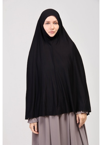 Manolyaşal İslamic Hijab Pratik Eşarp Standart Beden Peçeli 5xl Hijab Sufle - Siyah Siyah