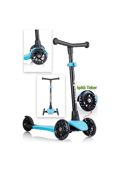 Işıklı Scooter, Ayarlanabilir Yükseklik, Ön Tekerleri Işıklı Çocuk Scooter, Mavi Mavi