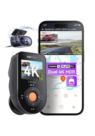 Vantrue S1 Pro Max 4k+4k Uhd Ön Arka Çift Kameralı Aı Destekli Araç Kamerası