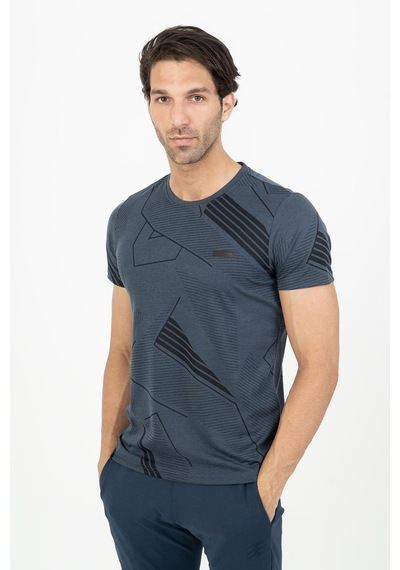 Maraton Sportswear Regular Erkek Bisiklet Yaka Kısa Kol Basic Siyahmelanj T-Shirt 21580-Siyahmelanj