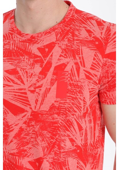 Maraton Sportswear Regular Erkek Bisiklet Yaka Kısa Kol Beach Kırmızı T-Shirt 20927-Kırmızı