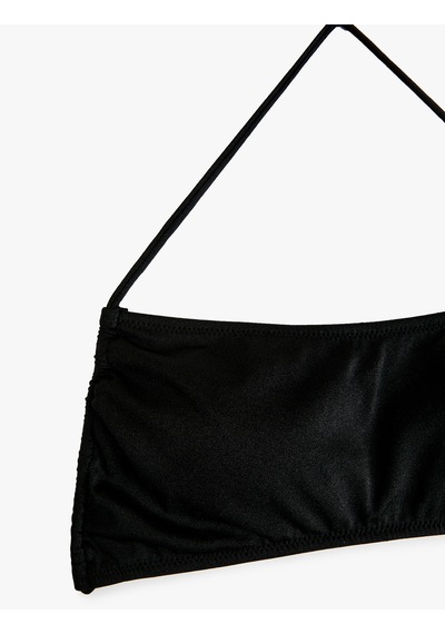 Koton Astarlı İp Askılı Büzgü Detaylı Bikini Üstü Siyah 5sak10158mm Siyah