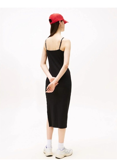 Tommy Hilfiger Tjw Strappy Badge Rıb Mıdı Dress-8722 Black