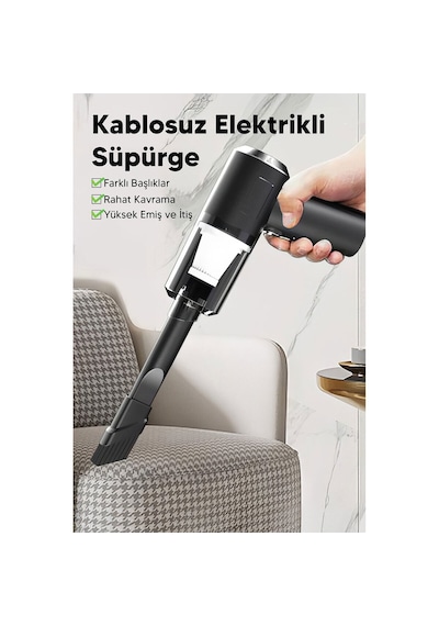 3in1 Çekme - Üfleme Oto-araç - Ev El Tipi Süpürge Usb Şarjlı Mini - Taşınabiliri Hs-22 50001