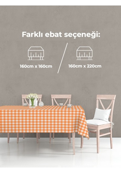 Kareli Masa Örtüsü Turuncu 160x220cm
