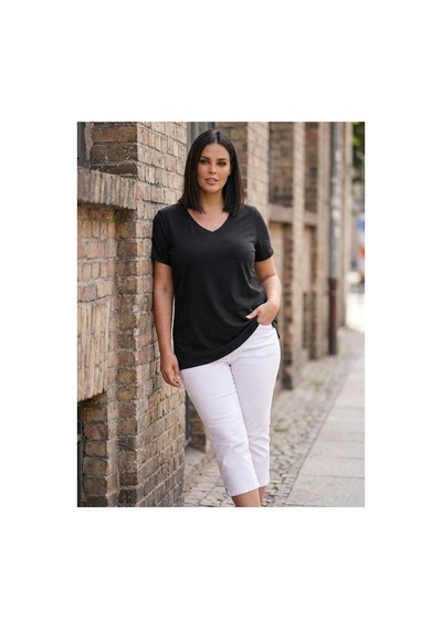 Hanezza Kadın Büyük Beden V Yaka Yanı Yırtmaçlı Pamuklu Viskon T- Shirt Serifikalı Kumaş Siyah - 30798238 Siyah Hanezza Kadın Büyük Beden V Yaka Yanı Yırtmaçlı Pamuklu Viskon T- Shirt Serifikalı Kumaş Siyah - 30798238 Siyah