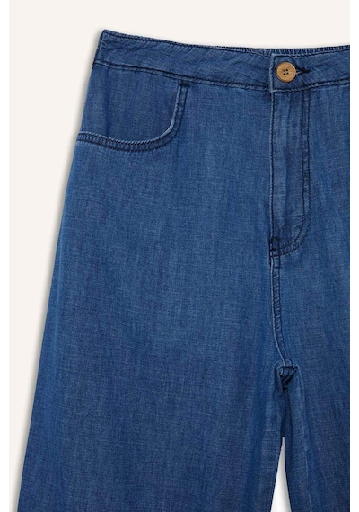 DeFacto Culotte Beli Lastikli Kısa Paça Bilek Boy Jean Pantolon E3041AX25SMNM34