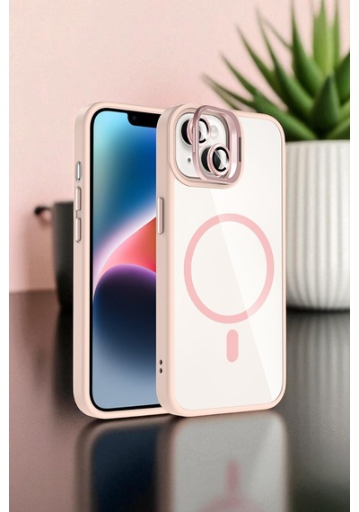 Apple İphone 13 Kılıf Standlı Ve Kamera Lens li M-safe Şarj Özellikli Sararmaz Kılıf