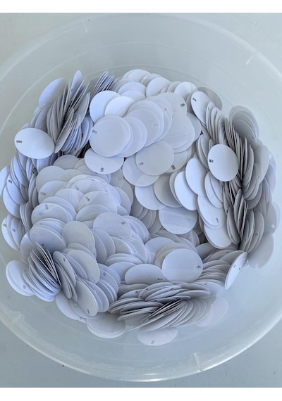 Yuvarlak Elbise Pvc Payet Pul Beyaz 30mm 625 Gram