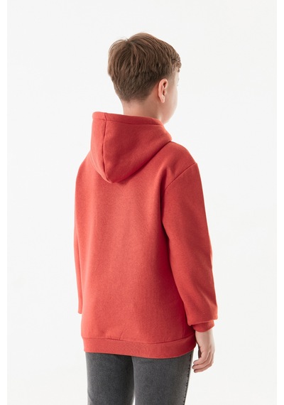 Fullamoda 3 İplik Kanguru Cepli Kapüşonlu Erkek Çocuk Sweatshirt 25kcck5258127380-kırmızı Kırmızı