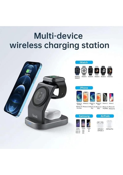 3'ü 1 Arada Manyetik Kablosuz Şarj Standı 15w Telefon, Saat Ve Kulaklık Şarj İstasyonu - 1 Metre Tip-c Kablolu Çok Renkli 3'ü 1 Arada Manyetik Kablosuz Şarj Standı 15w Telefon, Saat Ve Kulaklık Şarj İstasyonu - 1 Metre Tip-c Kablolu Çok Renkli