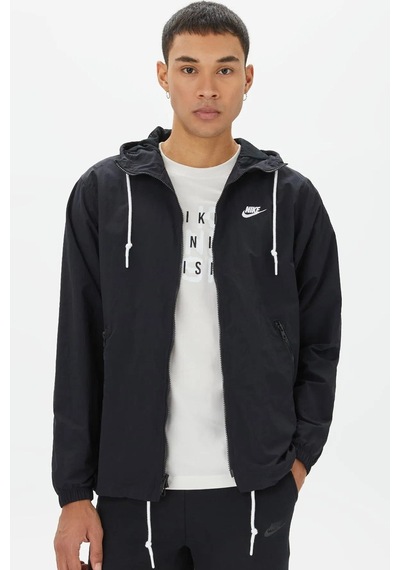 Nike Club Woven Men's Full Zip Jacket Erkek Bol Kesim Dokuma Spor Ceket Siyah Siyah