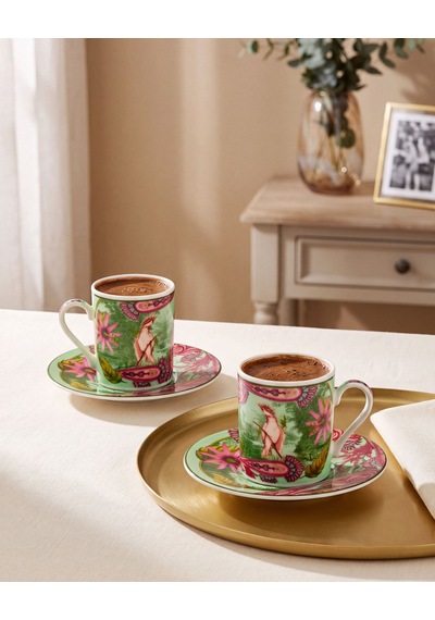 Yeşil Porselen Kahve Fincan Seti 110 Ml