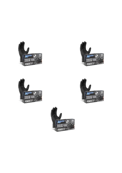 Dolphin Nitril Powergrip Ekstra Kalın Elmas Dokulu Eldiven Siyah Xl Büyük Boy - 50'li 5 Paket