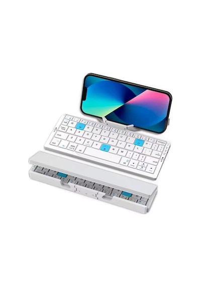 TECH-X Katlanabilir Win/Apple Uyumlu iOS/Android Bluetooth Klavye Telefon Tutucu + Özel Kılıf