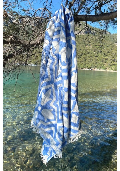 Lalezar Peştemal - Mavi Beyaz - Mavi