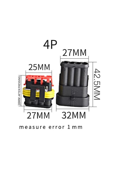 50 Adet 4 Pin Süper Seal Konnektör Su Geçirmez Oto Dişi Erkek (552468011)