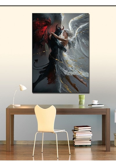 Kanvas Tablo Şeytan Ve Melek Aşkı 100cmx140cm