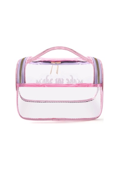 4nioo Make Up Desenli Kozmetik Çantası - Şeffaf - 22x12x12 Cm Çok Renkli