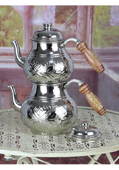 Middle Nikel Kaplama Işleme Bakır Çaydanlık