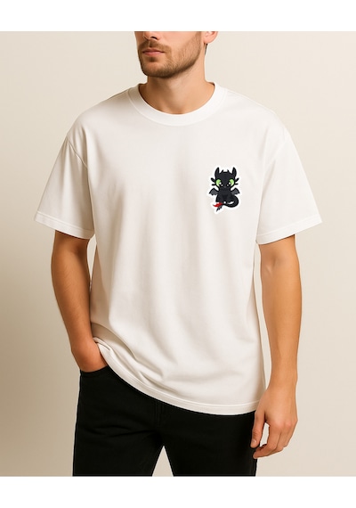 Baby Dinazor Tasarımlı Baskılı T-shirt Beyaz