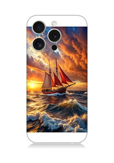 Apple Uyumlu iPhone 15 Pro Renkli Yelken Desenli Silikon Kılıf Silikon