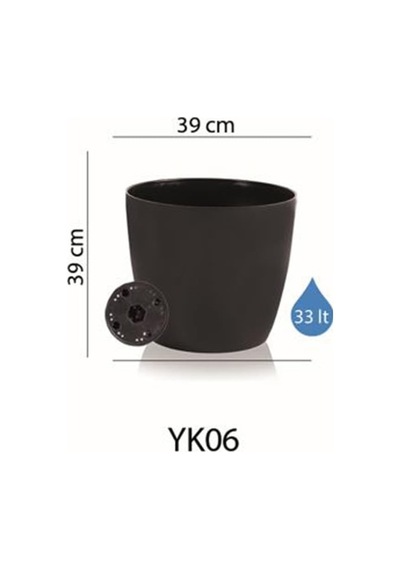 Yk06 Yakut Saksı 39cm, 33 Litre Siyah