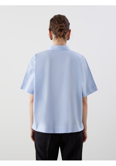 Lcw Comfort Mavi Oversize Poplin Kadın Gömlek