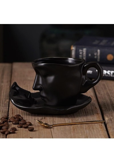 Tr İskandinav Yüz Şekilli Fincan Takımı Kupa Kahve Fincan Takımı Hediyelik 1 Set 110 Ml Porselen Diğer
