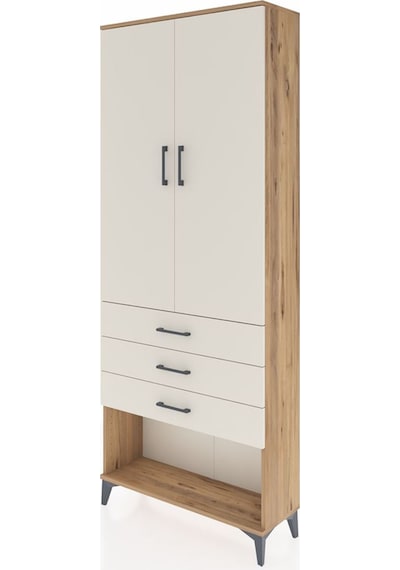 Arges Dolap 2 Raflı 3 Çekmeceli Tek Askılı 88x30x221 Çam-aytaşı Çam