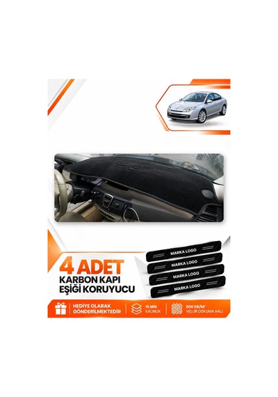 Renault Laguna 3 2007-2015 Uyumlu Torpido Koruma Koruyucu Kılıfı Halısı Örtü Göğüs - Siyah
