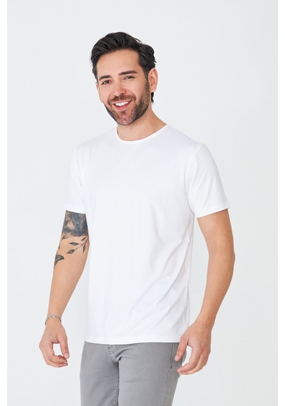 Beyaz Sıfır Yaka Basic Tişört