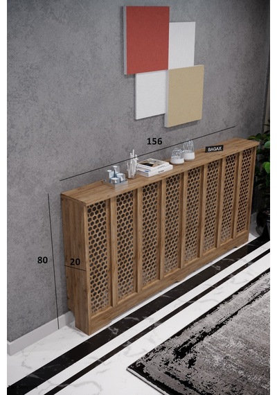 Petek Kaplama Modern Radyatör Kapatma Ünitesi Ön Panel Mdf Tasarım İç Ölçü 156 Cm Dış Ölçü 160 Cm Petek 156 Çam D6