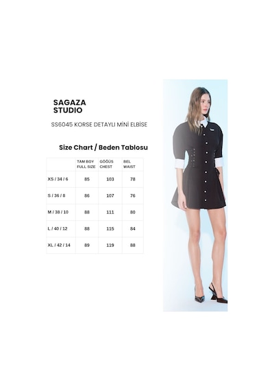 Sagaza Studio Ss6045 Korseli Gömlek Elbise Kahve