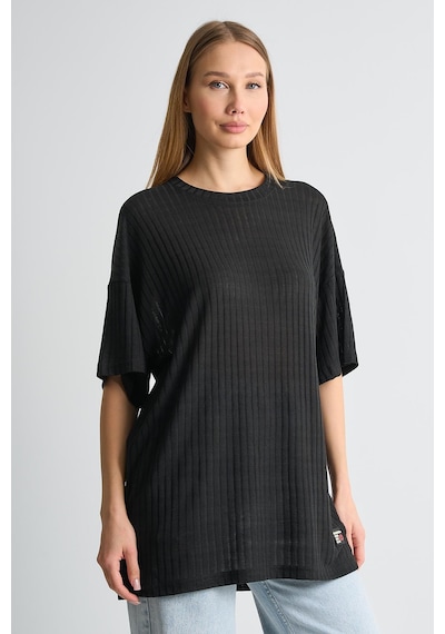 Alexandergardı Fitilli Oversize T-shirt Siyah