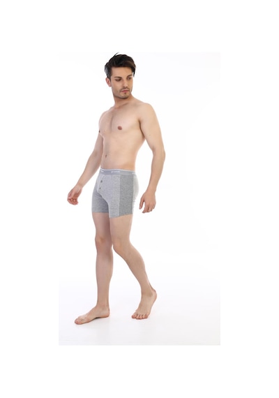 Çift Kaplan Erkek Elastanlı Biyeli Gri Melanj Boxer Şort 880 Gri
