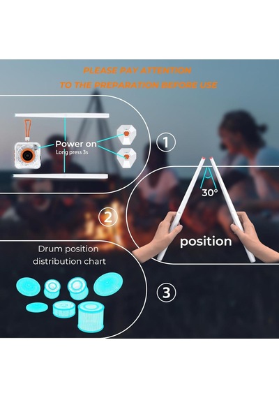 Gamsing Taşınabilir Sanal Hava Baterisi Air Drum Set - Dahili Hoparlörlü & Led Işıklı Elektronik Davul Bageti