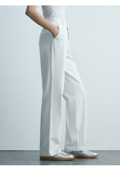 LTB Basic Gabardin Regular Beyaz Pantolon Beyaz