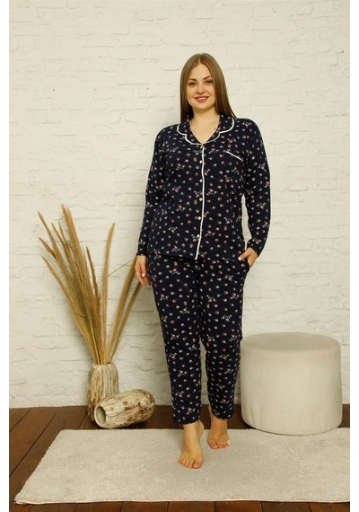 Akbeniz Kadın Pamuklu Cepli Uzun Kol Büyük Beden Pijama Takım 202 (519884273) Akbeniz Kadın Pamuklu Cepli Uzun Kol Büyük Beden Pijama Takım 202 (519884273)