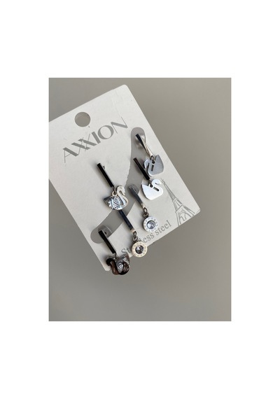 Çelik Silver Model 6lı Set Küpe -kararma Yapmaz- Gümüş