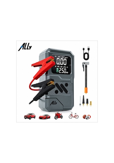 Ally 4 İn1 Jump Starter Lastik Sisirme Pompası Ve Powerbank Özellikli Starter Akü Takviye Seti