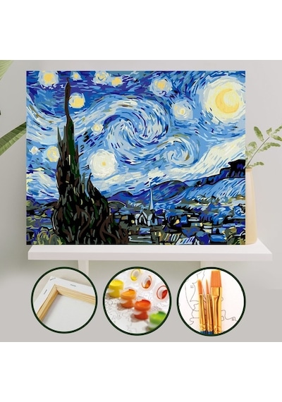 Sayılarla Boyama Tuval Seti 40X50 Cm - Yıldızlı Gece