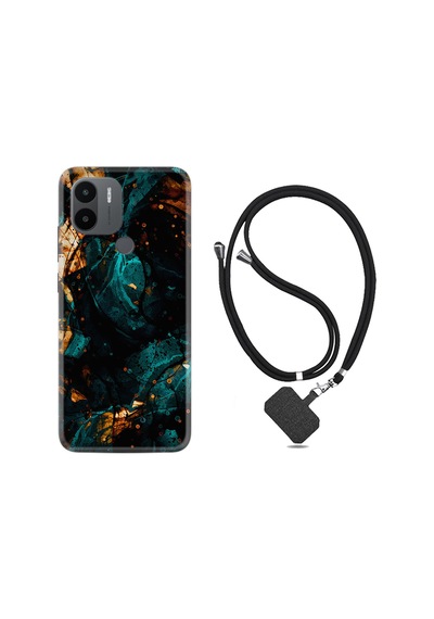 Xiaomi Redmi A1 Kılıf İpli Boyun Askılı Desenli Silikon Karmaşa 1625