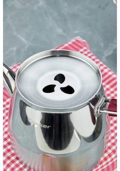 Cooker Everest 18/10 Paslanmaz Çelik Jumno Boy Çaydanlık 2 L Demlik 3,25 L Alt Hazne Çelik