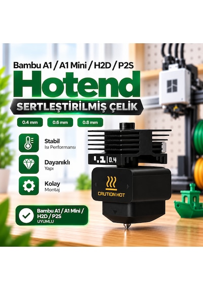 Bambu Lab H2d / A1 / A1 Mini / P2s Hotend Sertleştirilmiş Çelik 0.6mm