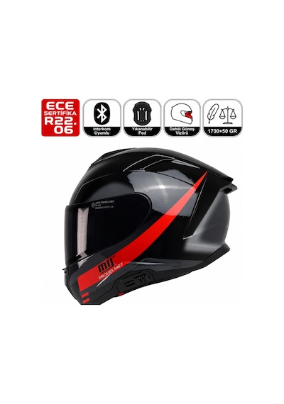 X340 Rosso Motosiklet Kaskı Spoiler Mod Güneş Vizörlü Full Face Kask Çok Renkli