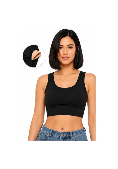 Mrm Pro Kadın Siyah Spor Crop Sütyen Pedli Destekli Toparlayıcı Büstiyer Siyah Siyah