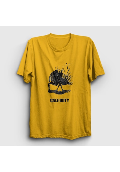 Presmono Unisex Skull Call Of Duty T-shirt Sarı