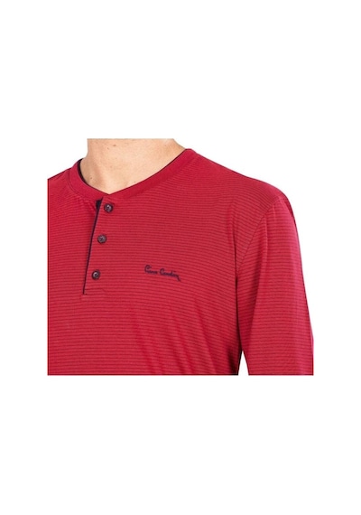Pierre Cardin Erkek Penye Çizgili Pijama Lacivert 001 Bordo 2xl