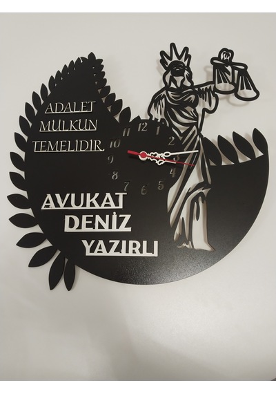 Adalet,avukat,hukuk Bürosu,adliye İçin Duvar Saati Kişiye Özel Ad Siyah